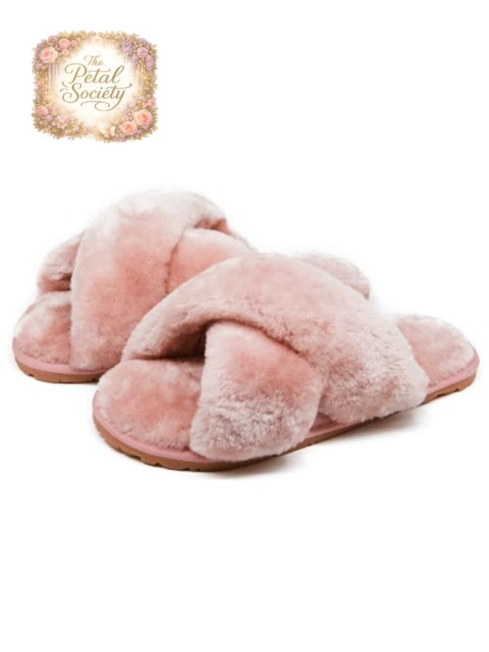 Women's Fuzzy Cross Band Memory Foam House Slippers